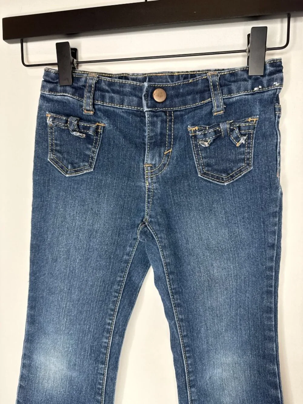 Gymboree Girls Jeans Size 5 Bootcut Dark Wash Bow Pocket Denim Pants